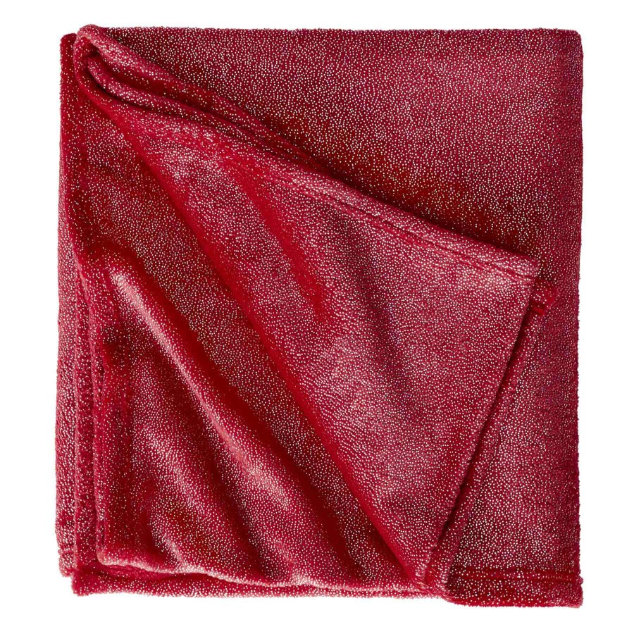 Throw Blankets * | Red Glittered Plush Throw Blanket, 50 60 Less Expensive