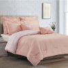 Bedding * | Crinckle 7-Piece Solid Blush Pink Comforter Set, Queen Online