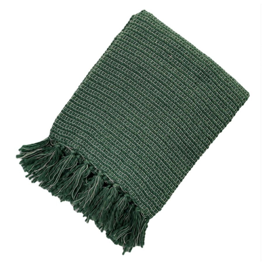 Throw Blankets * | Tracey Boyd Dark Green Woven Tassel Throw Blanket, 50 60 Online Store