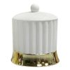 Bath * | Grace Mitchell White & Gold Ribbed Bath Container Discounts