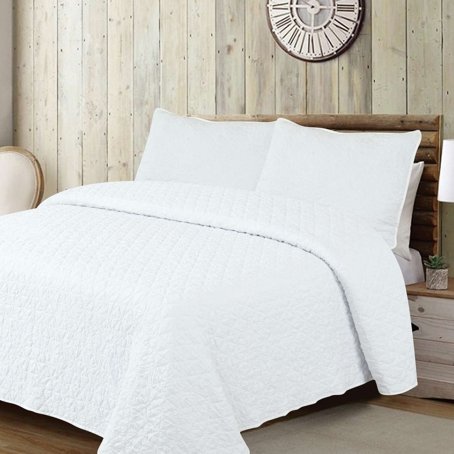 Bedding * | Found & Fable Marlon White Crinkle Quilt Set, King Less Expensive