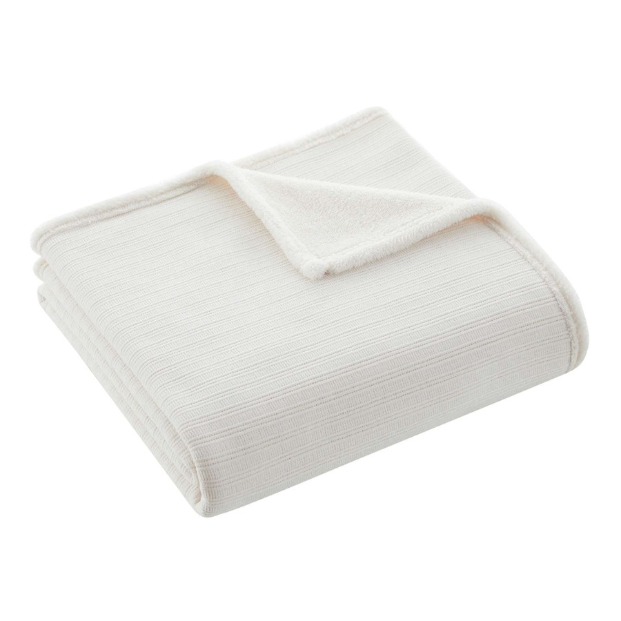 Throw Blankets * | Ivory Chenille Reverse Plush Throw Blanket, 60 60 Classical