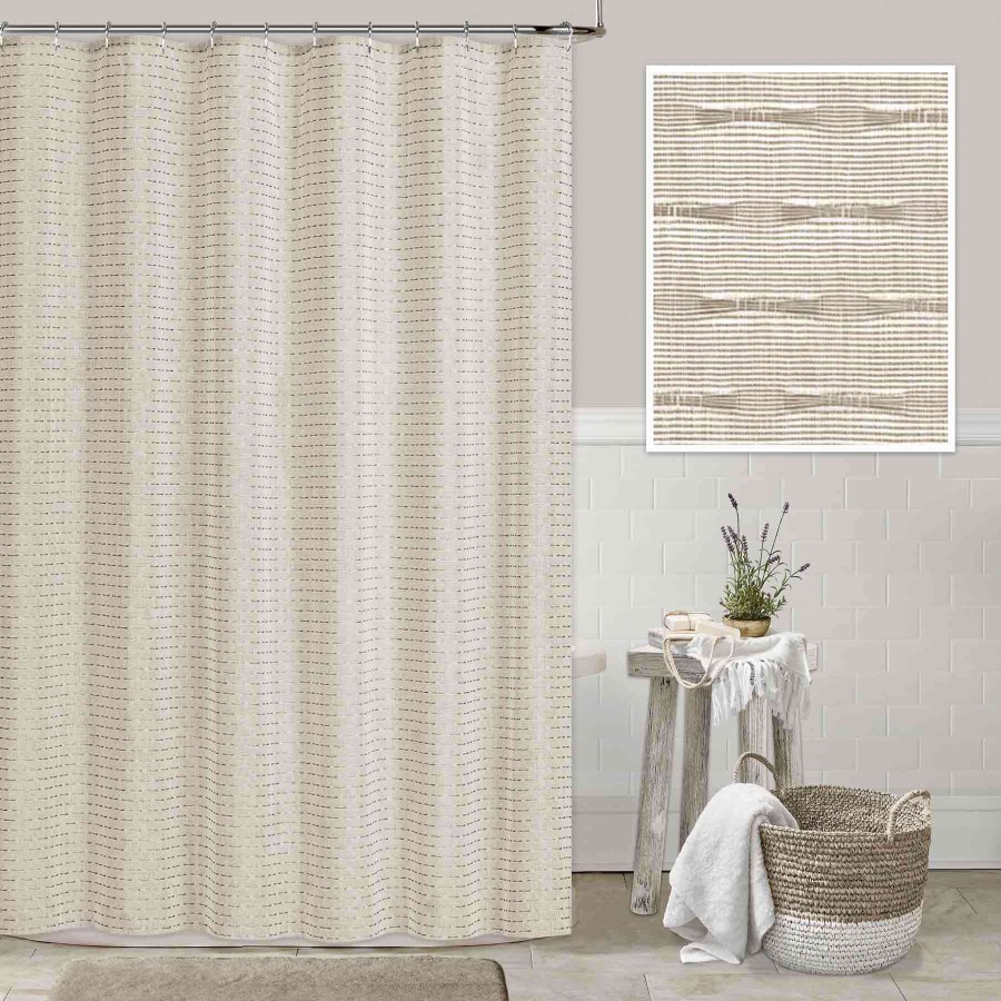 Bath * | Found & Fable Natural Ticking Stripe Shower Curtain, 72 Featured