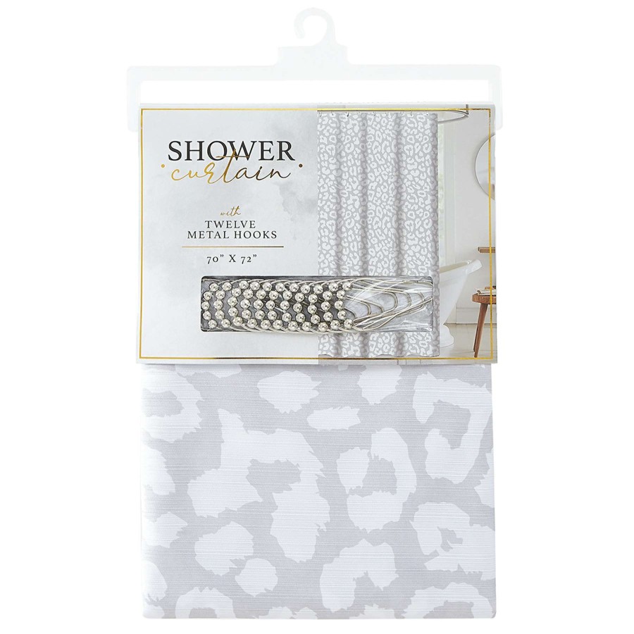 Bath * | 13-Piece Grey Animal Print Shower Curtain Set, 72 Bargain Sale