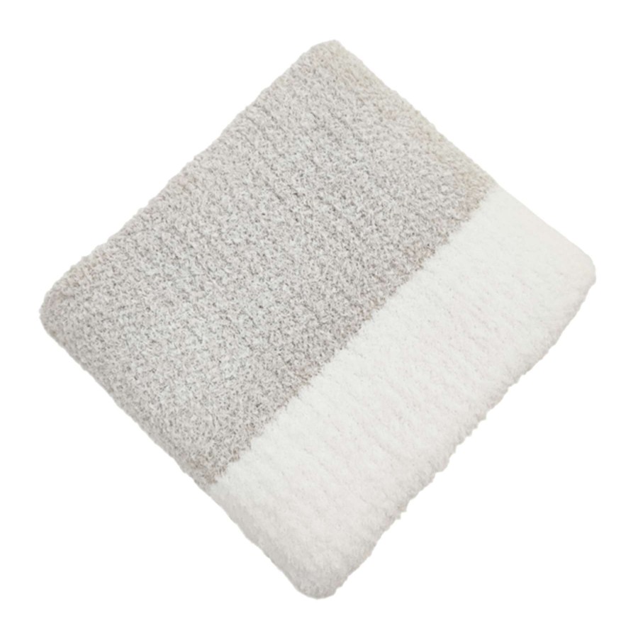 Throw Blankets * | Neutral Color Block Fuzzy Yarn Knit Throw Blanket, 50 60 Fashion