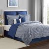 Bedding * | Casey Navy Essentials 8 Pc Comforter Set King Featured