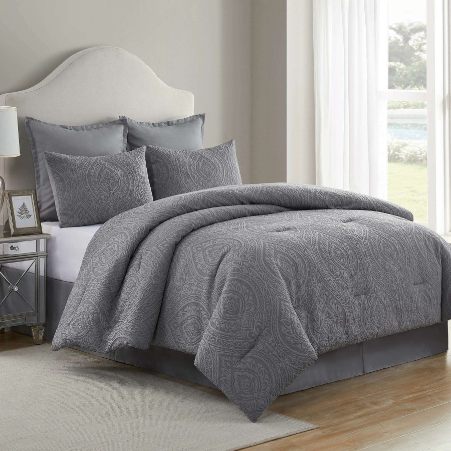 Bedding * | Cougar 6-Piece Grey Comforter Set, Queen Fashion