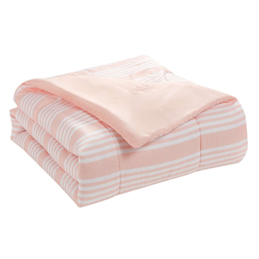 Bedding * | Hannah 3-Piece Pink Striped Comforter Set, Full/Queen Online