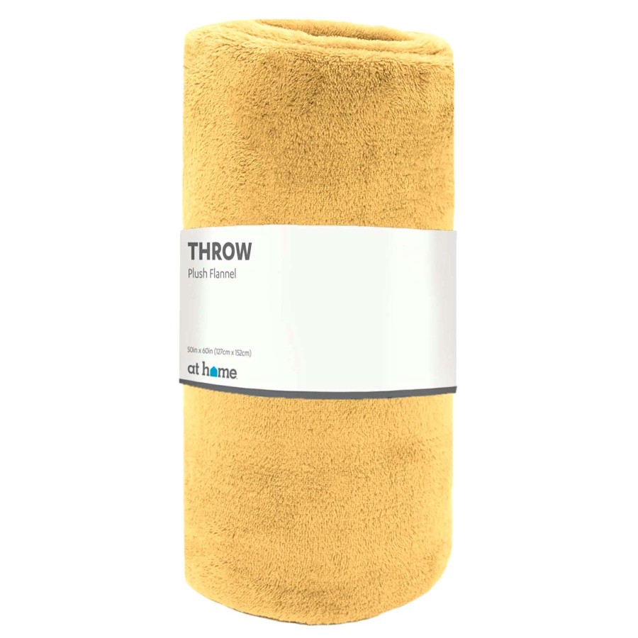 Throw Blankets * | Solid Ochre Plush Throw Blanket, 50 60 Gift Selection