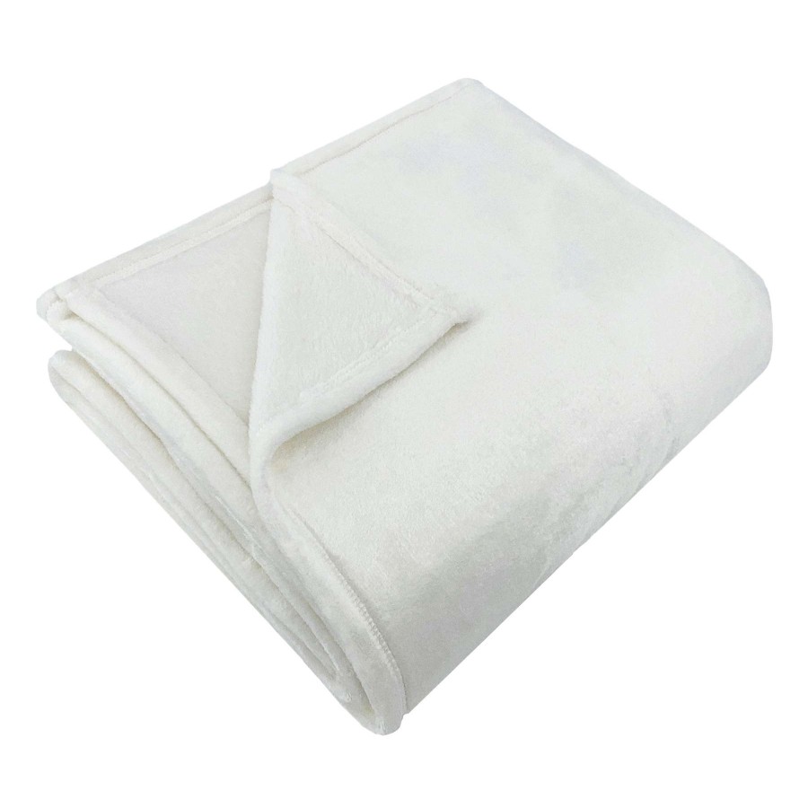 Throw Blankets * | White Plush Bed Blanket, Twin Gift Selection