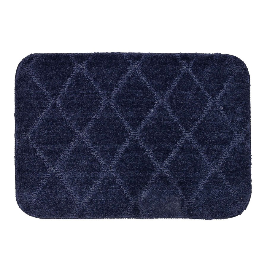 Bath * | Bliss Navy Blue Diamond Design Bath Mat, 17 24 High Quality