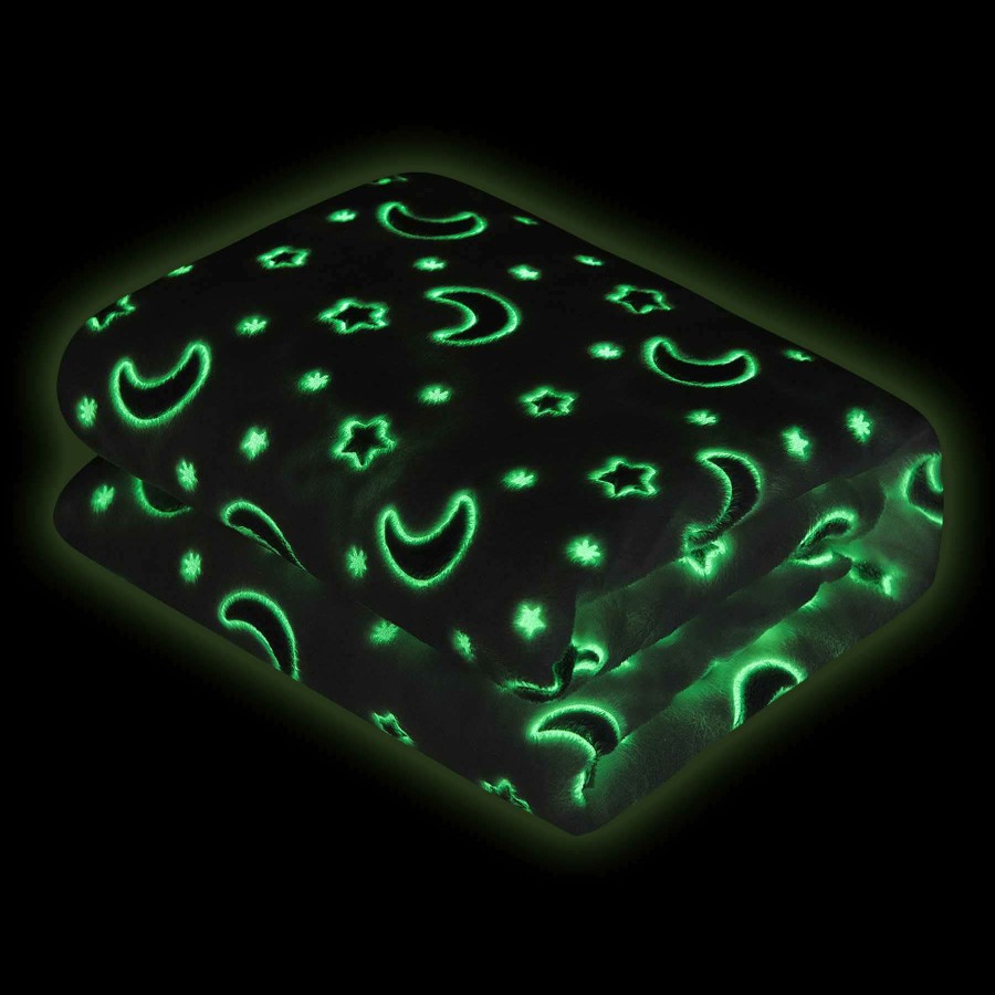 Throw Blankets * | Moon & Stars Glow In The Dark Throw Blanket, 50 60 Promotion