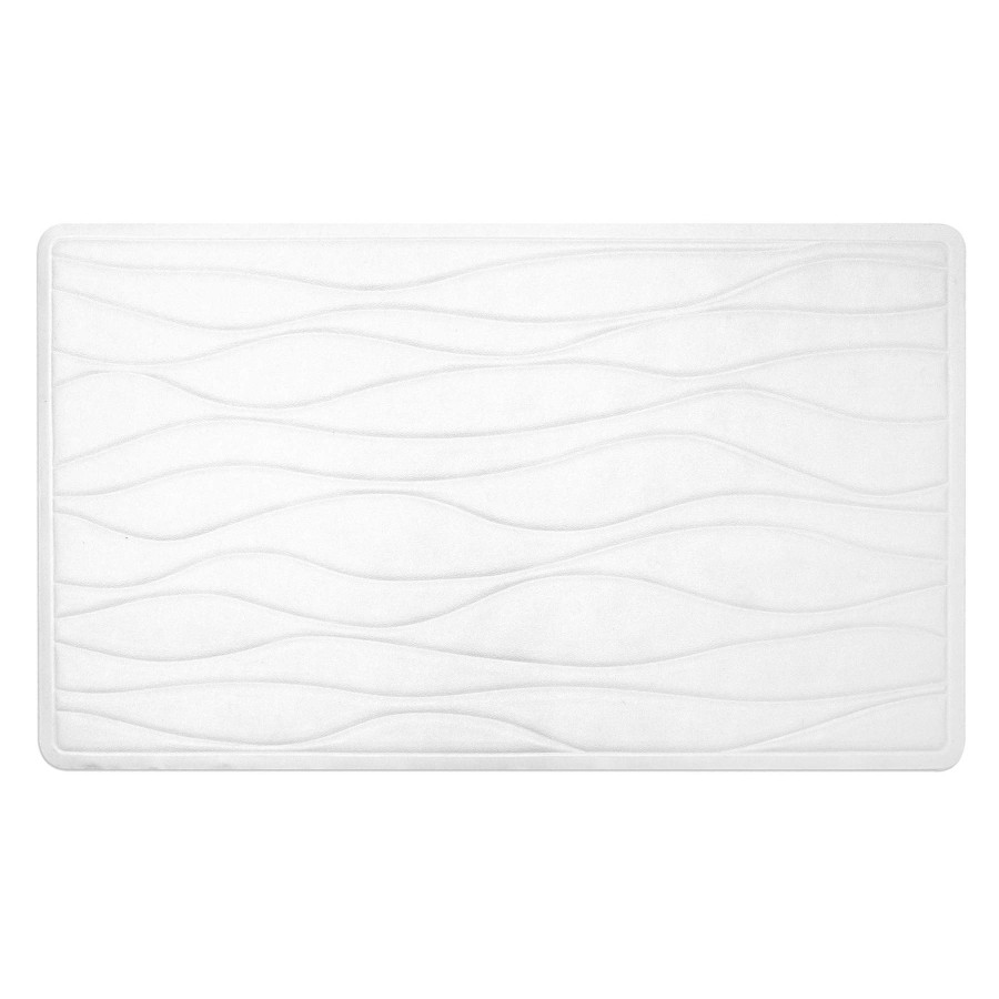 Bath * | White Wave Patterned Bath Mat, 16 28 Hot Sale