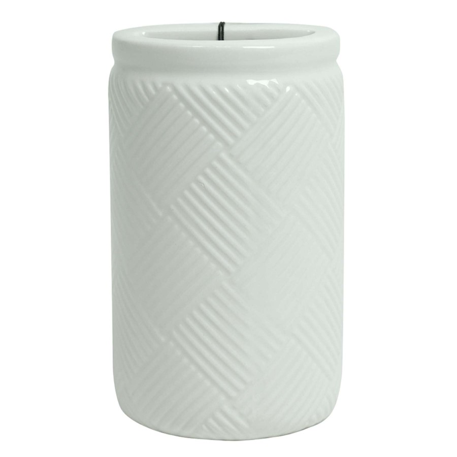 Bath * | White Ceramic Bath Toothbrush Holder, Small Online Store