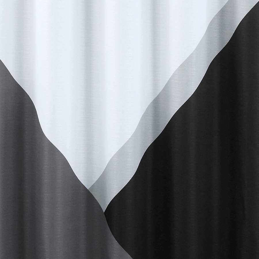 Bath * | Geo Colorblock Shower Curtain Black/Silver Best Price