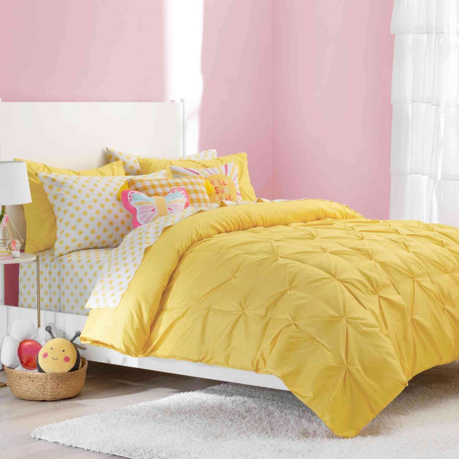 Bedding * | Pretty Pleats Yellow Comforter, Full/Queen Free Delivery