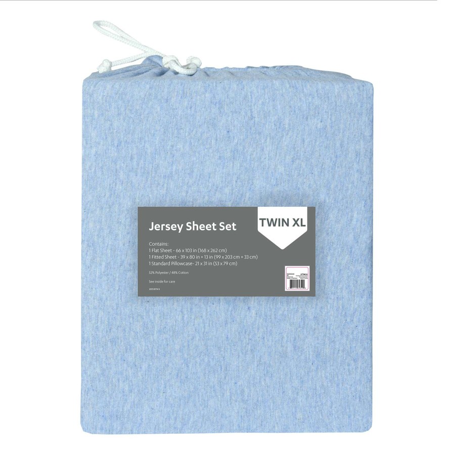 Bedding * | 3-Piece Blue Jersey Sheet Set, Twin Xl Free Delivery