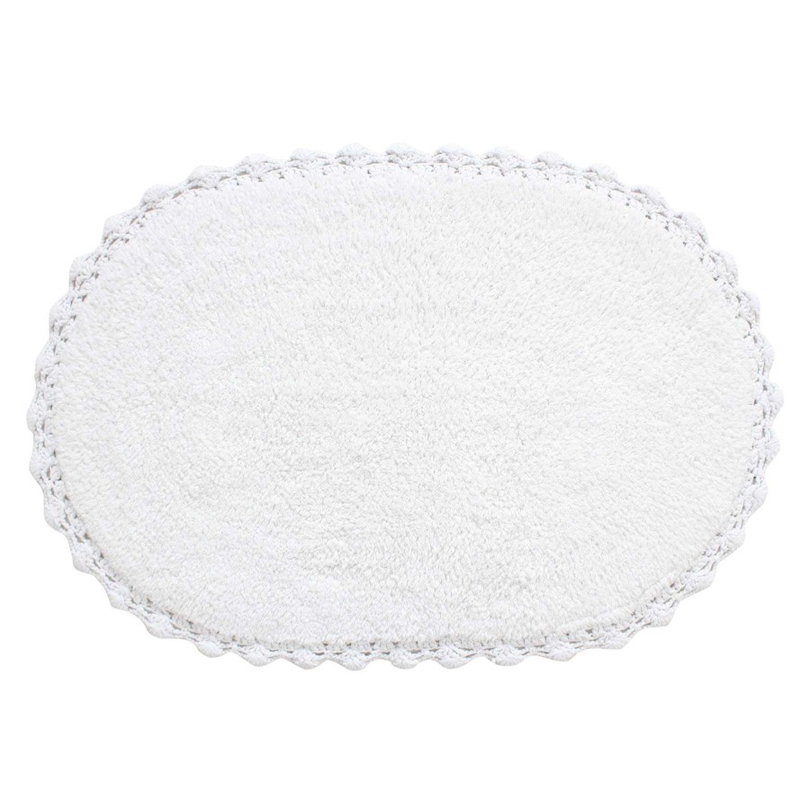 Bath * | White Crochet Edge Round Bath Mat, 21 34 Online Store