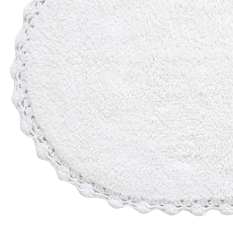 Bath * | White Crochet Edge Round Bath Mat, 21 34 Online Store