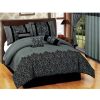 Bedding * | 7-Piece Grey Deluxe Flocked Lace Premium Comforter Set, Queen High Quality