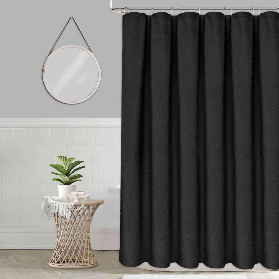 Bath * | Tilly Black Textured Shower Curtain, 72 Free Delivery