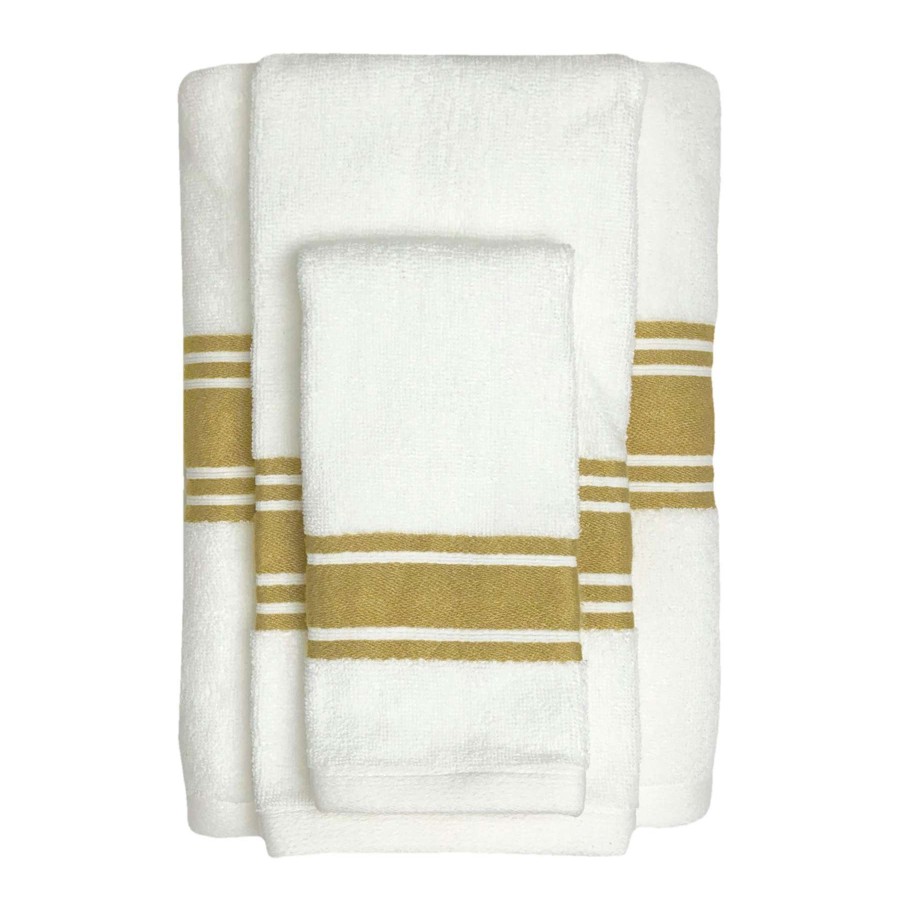 Bath * | Ty Pennington Dobby Yellow & White Striped Hand Towel, 16 26 100% Guarantee