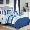 Bedding * | Providence 7-Piece Blue Striped Comforter Set, King Unique