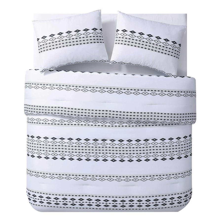 Bedding * | Azteca 3-Piece Black & White Printed Comforter Set, King Low Price