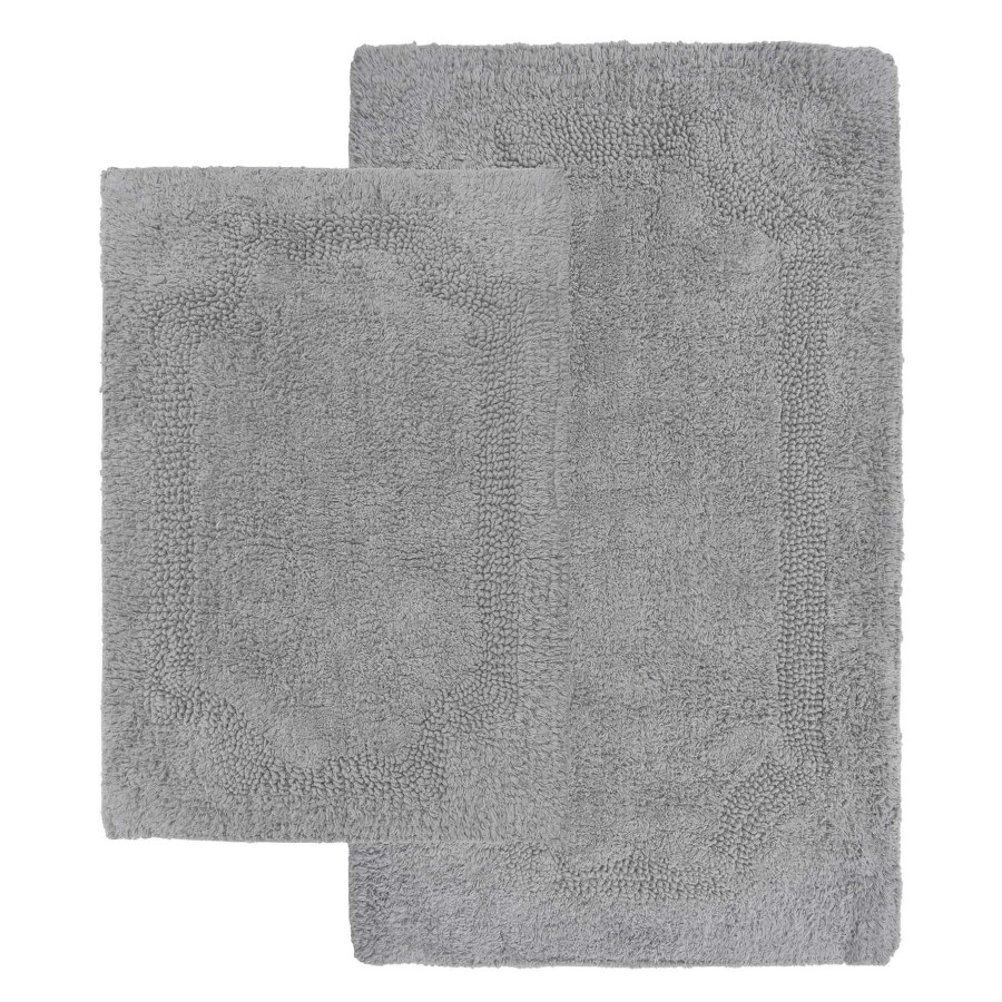 Bath * | 2-Piece Phoenix Silver Reversible Bath Mat Set, 17 24/20 32 Low Price