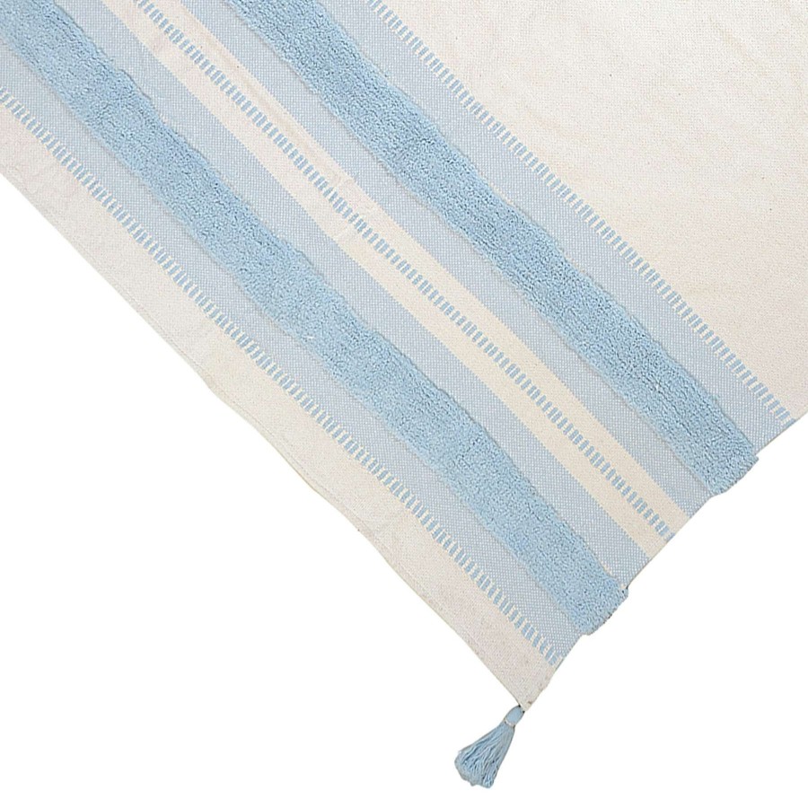 Throw Blankets * | Natural & Blue Tufted Woven Throw Blanket, 50 60 100% Guarantee