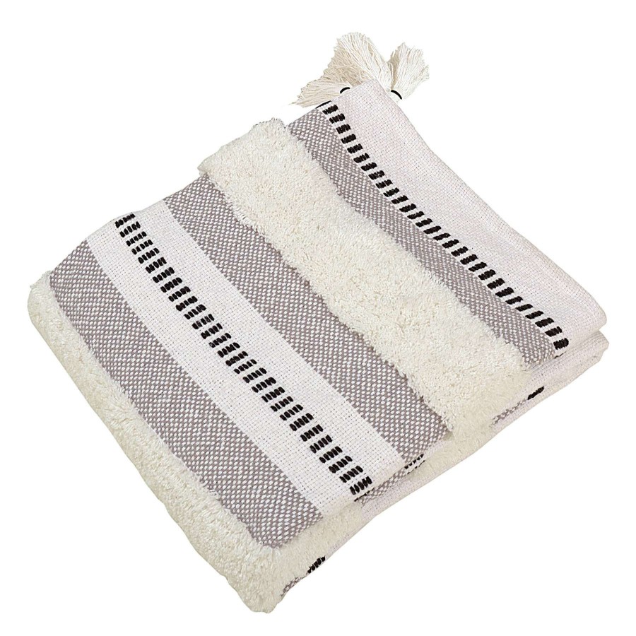 Throw Blankets * | Natural & Black Tufted Woven Throw Blanket, 50 60 Best-Selling