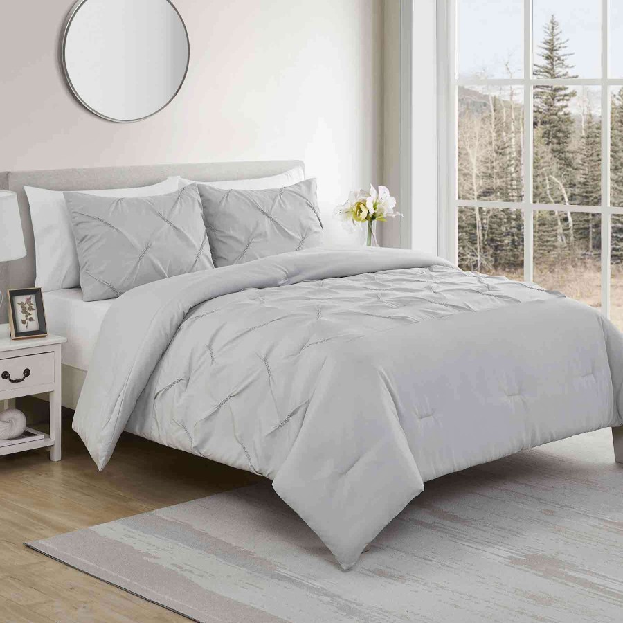 Bedding * | Trina Gray 3-Piece Comforter Set, Full/Queen Low Price