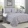 Bedding * | Floral Paris 3-Piece Grey Quilt Set, Queen Featured