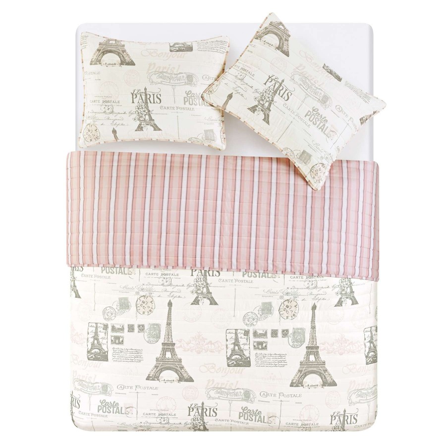 Bedding * | Paris Carte Postale Quilt Set, Queen Hot Sale