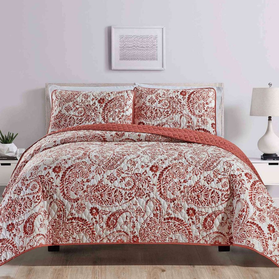 Bedding * | Paisley 3-Piece Rust Quilt Set, King Online