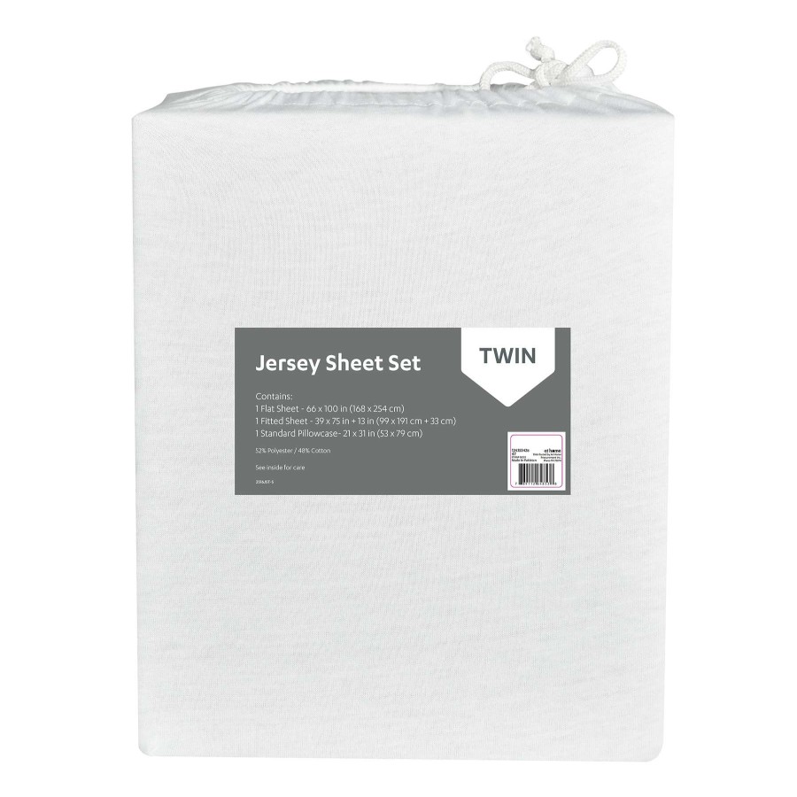 Bedding * | 3-Piece White Jersey Sheet Set, Twin Best-Selling