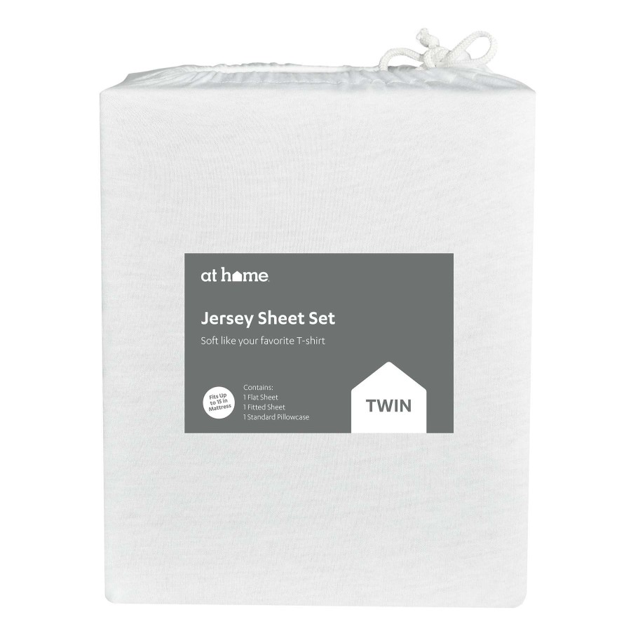 Bedding * | 3-Piece White Jersey Sheet Set, Twin Best-Selling