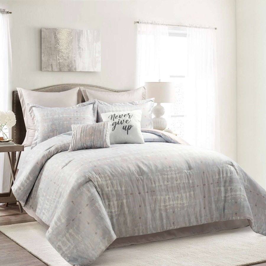 Bedding * | Laila Ali 8-Piece Abstract Grey Comforter Set, King Bargain Sale