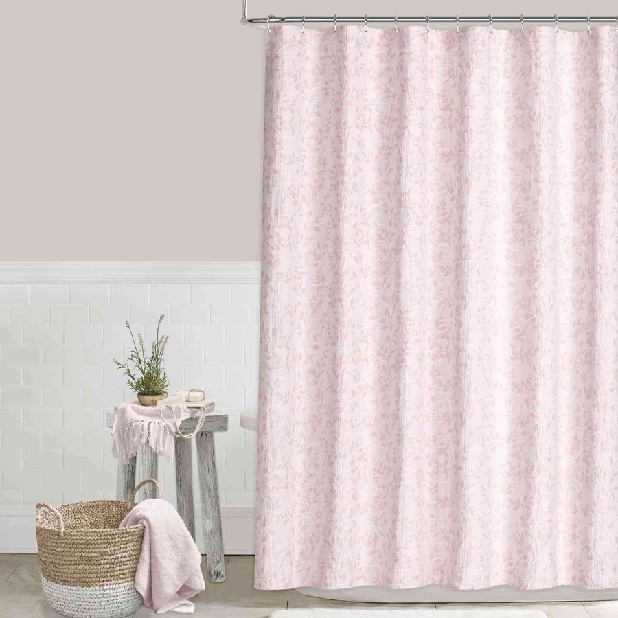 Bath * | Briarwood Pink Jacquard Shower Curtain, 72 Bargain Sale