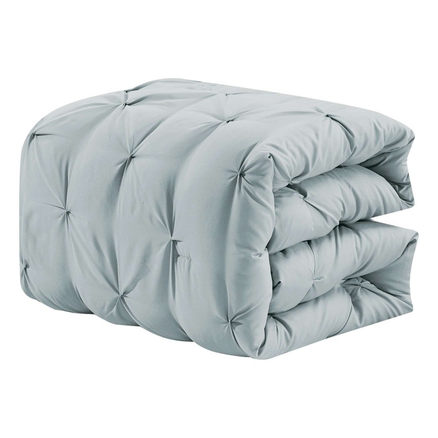 Bedding * | 3-Piece Grey Pintuck Comforter Set, Full/Queen Unique