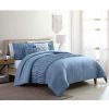 Bedding * | Holly 5-Piece Ruched Blue Comforter Set, Queen Bargain Sale