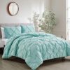 Bedding * | 3-Piece Blue Pintuck Comforter Set, Full/Queen Online Store