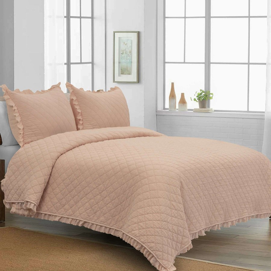 Bedding * | Grace Mitchell 3-Piece Pink Diamond Quilt Set, Full/Queen Best-Selling