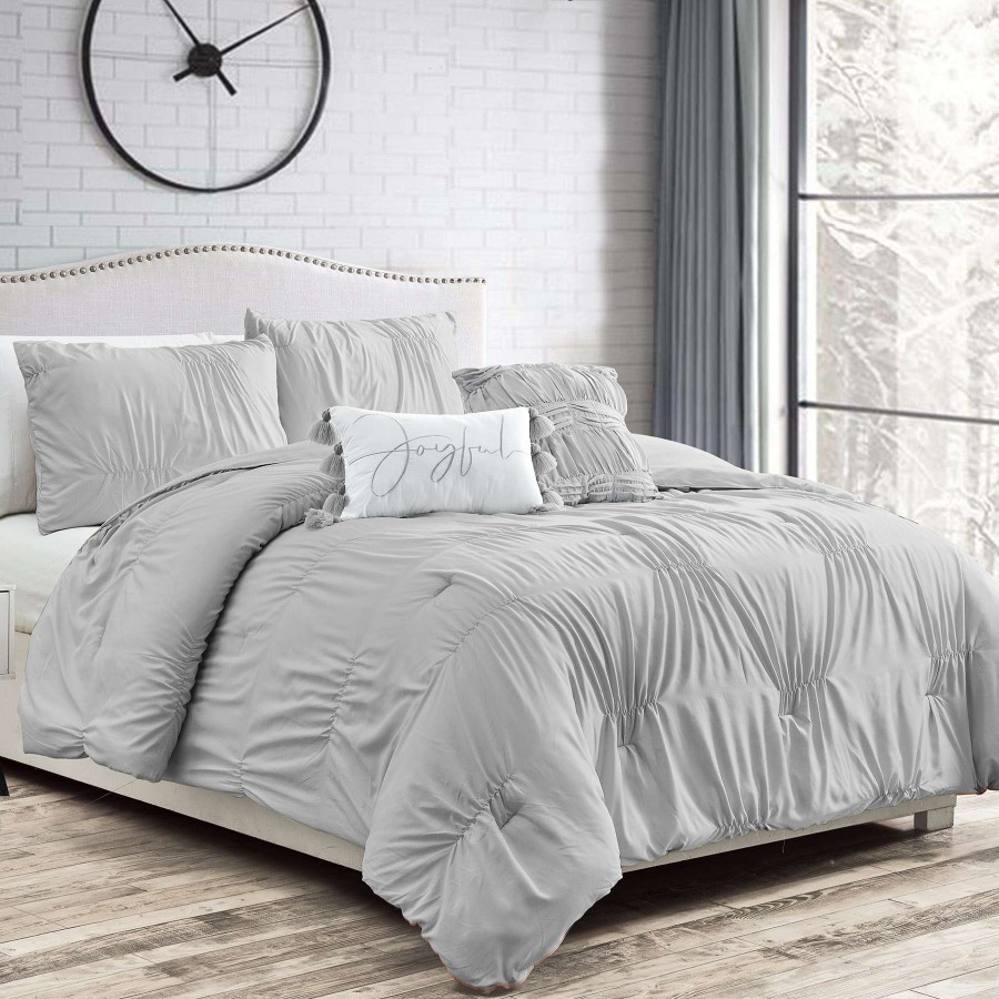 Bedding * | Hazel 5-Piece Grey Comforter Set, King Best-Selling