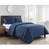 Bedding * | 3-Piece Navy Blue Ettori Stitch Quilt Set, Full/Queen 100% Guarantee