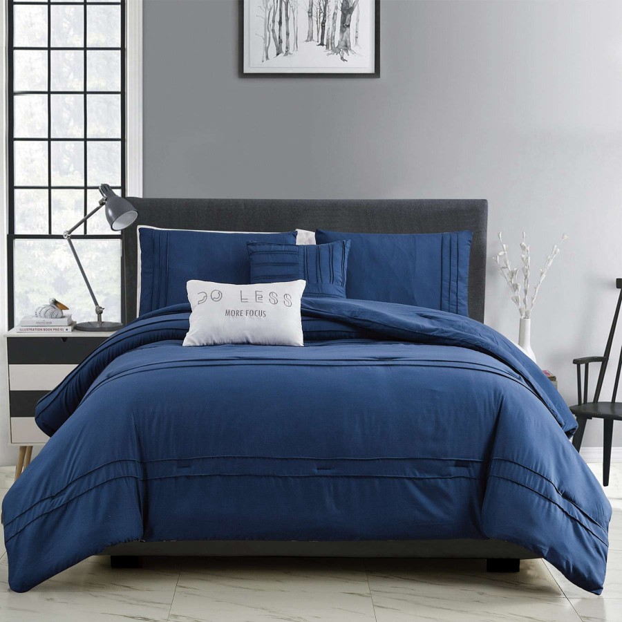 Bedding * | Logan 5-Piece Blue Comforter Set, King Best Price