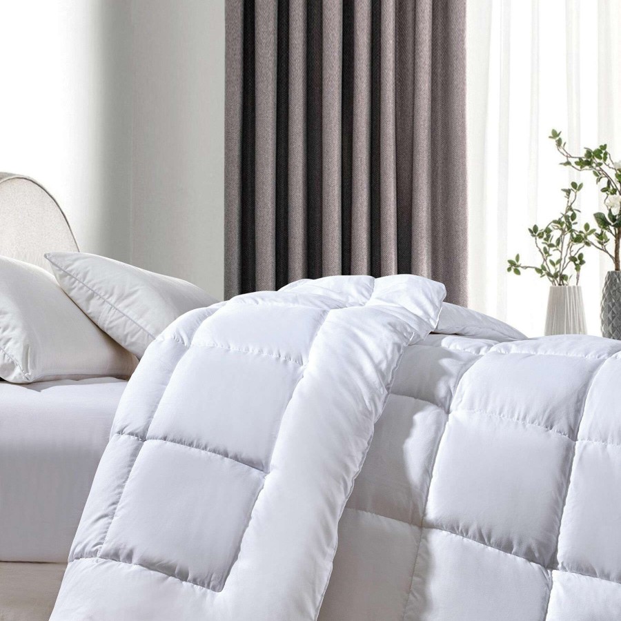 Bedding * | White Microfiber Box Stitch Down Alternative Comforter, Twin High Quality