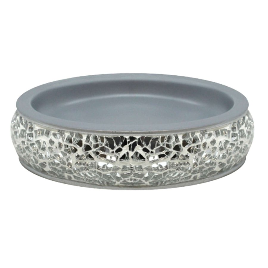 Bath * | Silver Mosaic Glass Soap Dish Best Price