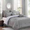 Bedding * | Crinckle 7-Piece Solid Medium Grey Comforter Set, Queen Unique