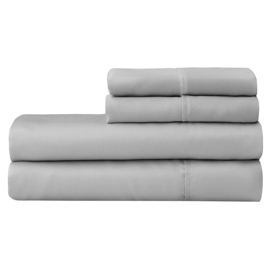 Bedding * | 4-Piece Light Grey 500 Thread Count Blended Sheet Set, King 100% Guarantee